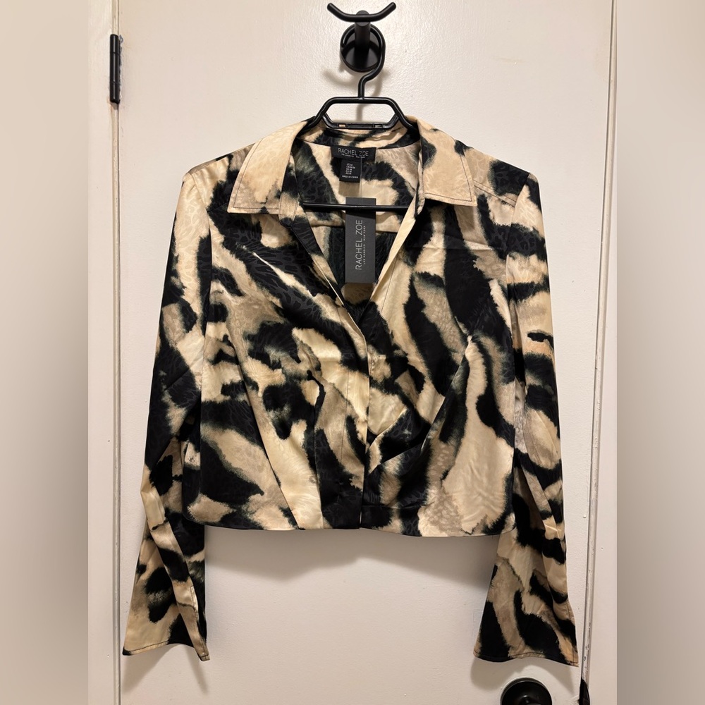 Rachel Zoe Women's Black and Cream Patterned Blazer